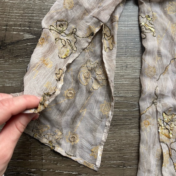 Tan and Gold Sheer Sequined Midi Cover Up Dress Size Small - Picture 4 of 5